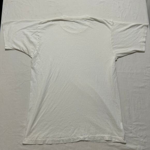 VTG 90's Blank Distressed Short Sleeve T-Shirt White M - Picture 6 of 6